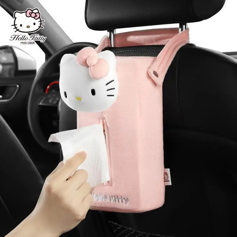 Y2K Anime Cartoon Ke Cat Vehicle Mounted Plush Tissue Box Cute Doll Armrest Box Chair Back Inside The Car Paper Hanging Bag Gift