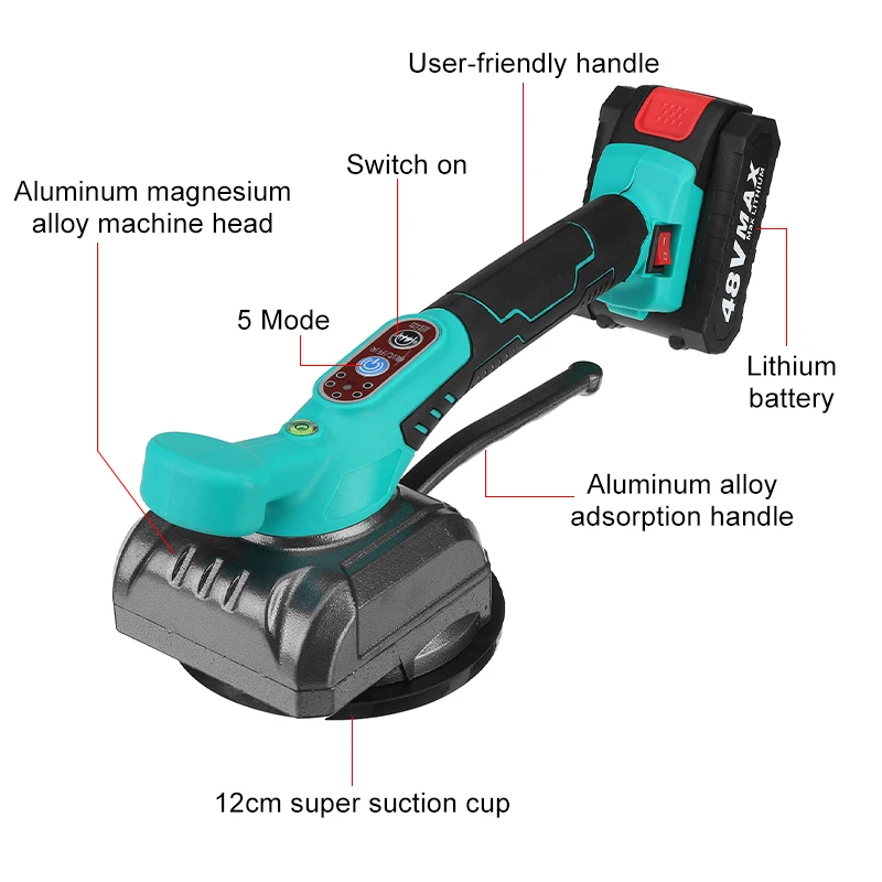 Drillpro 48V Tile Tiling Machine Electric Wall Floor Tiles Laying Vibrating Enlarged Suction Cup Tile Paving Device Power Tool