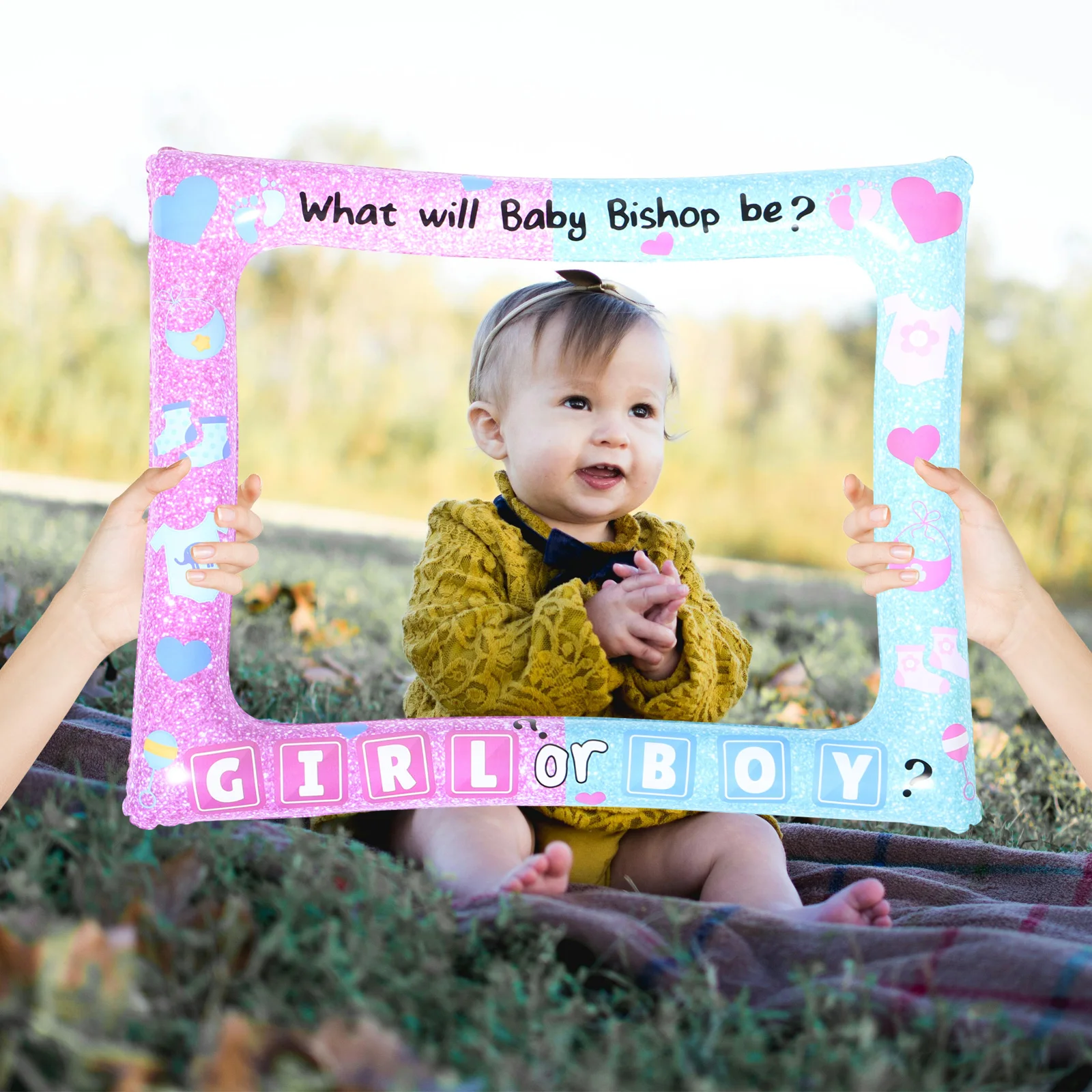

Inflatable Photo Frame Baby Shower Gender Reveal Party Decorations Durable Lightweight Photo Booth Prop for Celebration