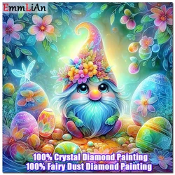 2024 New Cute Dwarf Full Crystal Diamond Painting 100% Fairy Dust Drill Mosaic Embroidery Cartoon Gnome Handmade Gift Home Decor