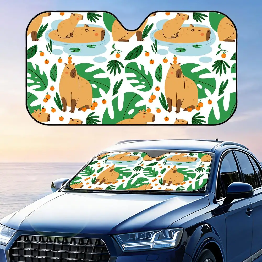 

Солнцезащитный козырек для автомобиля с милым рисунком капибары, защита от УФ-излучения, из алюминиевой фольги, отражающая тепло, многоразовая