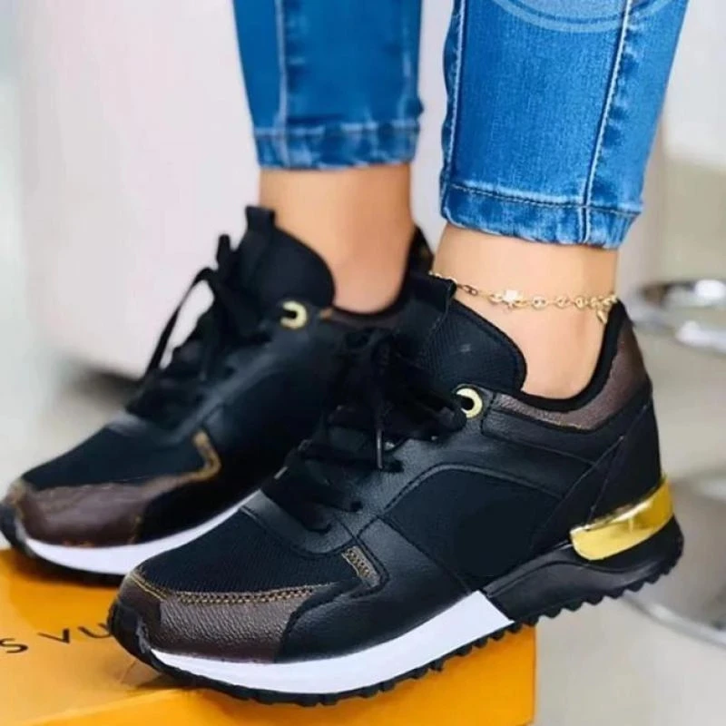 Otoño Invierno mujeres zapatillas de deporte de malla con cordones zapatos vulcanizados casuales zapatos planos de mujer deportes al aire libre