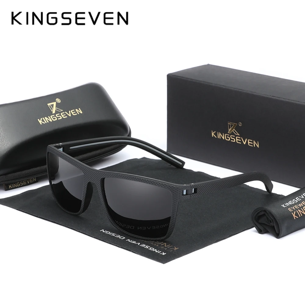 KINGSEVEN Sonnenbrille Spiegellinse für Männer Polarisiertes Licht UV400 Augenschutz Erwachsene Vollformat-Rechteckbrille
