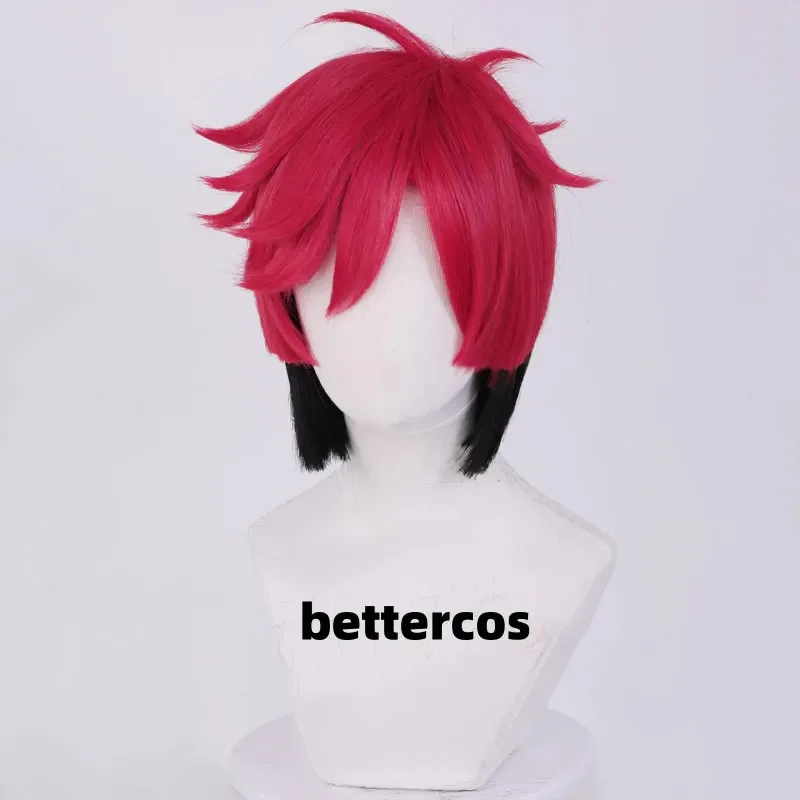 

ff34Alastor Red Black Heat Resistant Synthetic Hair Anime Cosplay Wigs + Wig Cap