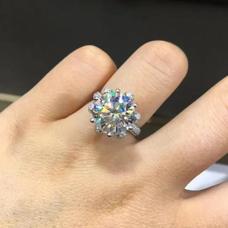 SACE GEMS ได้รับการรับรอง 5ct D สี Moissanite แหวน 925 เงินสเตอร์ลิงแหวนหมั้นงานแต่งงานเครื่องประดับ Fine