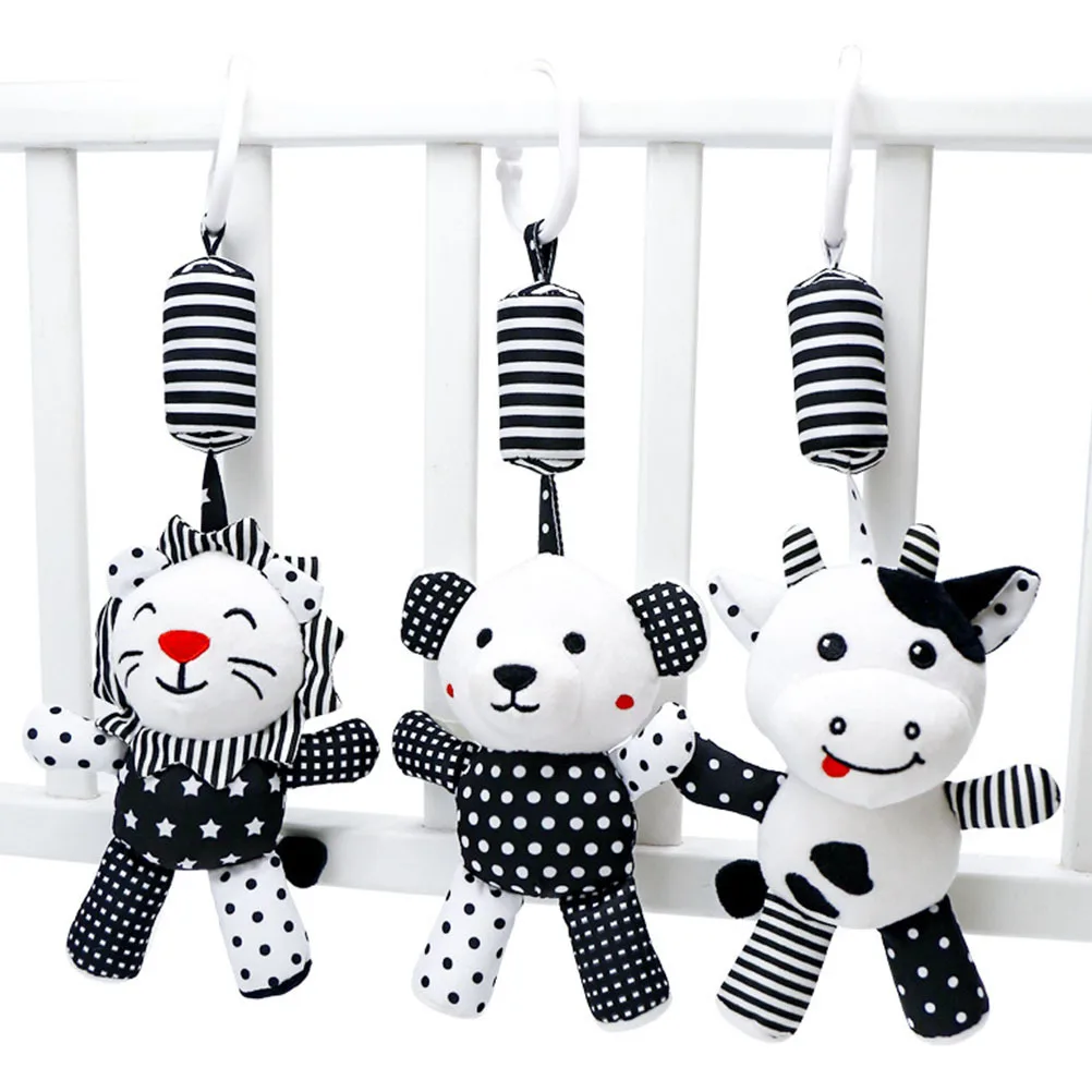ของเล่นแขวนรูปสัตว์สีดำขาว 1 ชิ้น สำหรับเด็กทารก ของเล่นเขย่ามือเสริมพัฒนาการ ของเล่นแขวนรถเข็นเด็ก