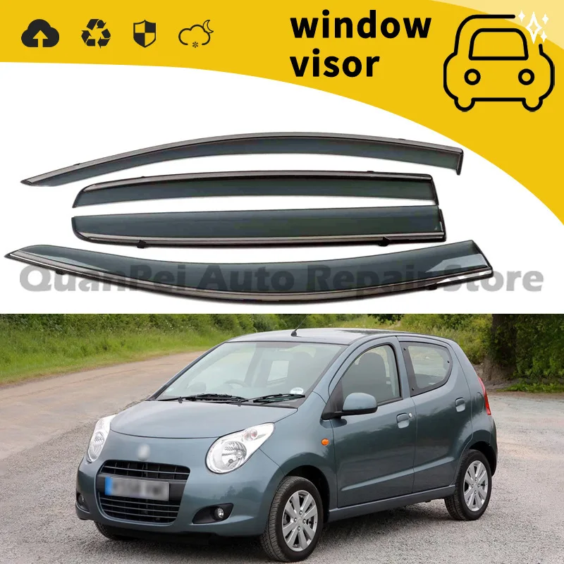 For Suzuki Alto 2009-2016 Door Window Deflector Stainless Steel Strip Weather Shield Direct Fit Auto Parts