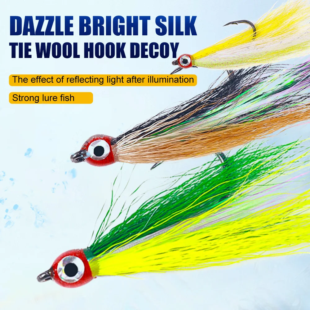 5Pcs Bucktail Teasers Fishing Hooks High Carbon Steel Steelhead Minnow Fly Fishing Flies Lure for Salmon Trout Bass