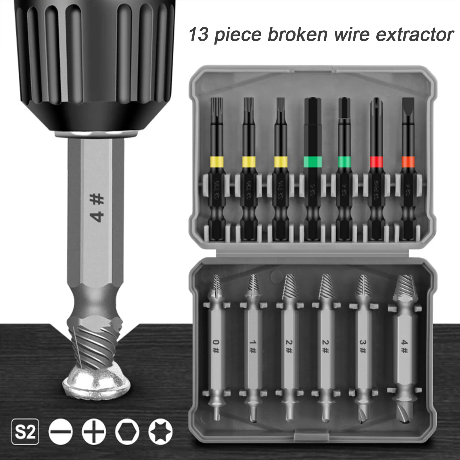 Broken Screw Extractor Slip And Break Thread Extraction Tool 13Pcs With Screwdriver Head Easily Take Out Demolition Tools