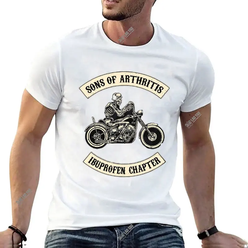 New Son with Arthritis Ibuprofen Chapter Old Biker Motorcycle on Back Men TShirt Vintage Funny Design Printed Modal T-shirt Tops