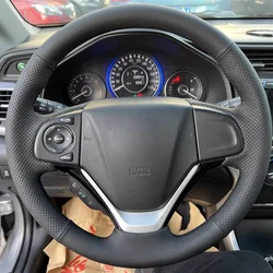 Customized Car Steering Wheel Cover Non-slip Napa Leather Steering Wheel Braid Accessories For Honda CR V CRV 2012- 2016