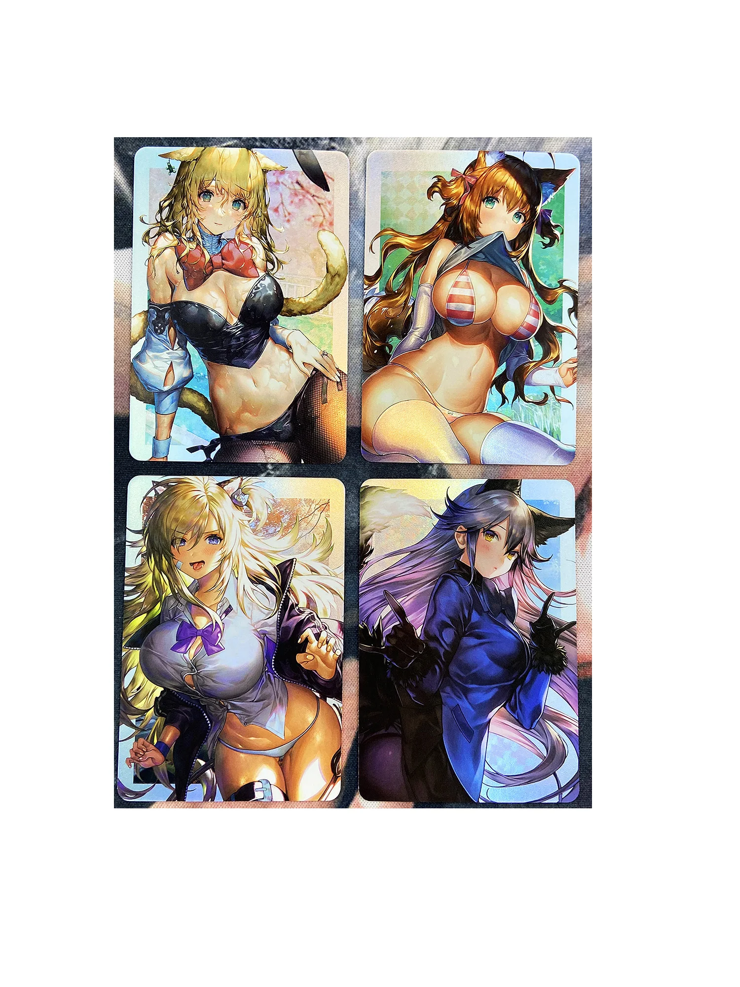 

4pcs/set ACG Beauty Cat Girl Four Seasons Girl No.1 Refraction Sexy Girls Hobby Collectibles Game Anime Collection Cards