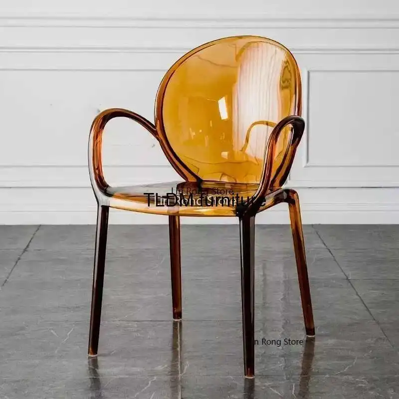 

Nordic Leisure Armchair Transparent Dining Chairs For Bedroom Furniture Acrylic Backrest Stool Hotel Crystal Dining Chair U