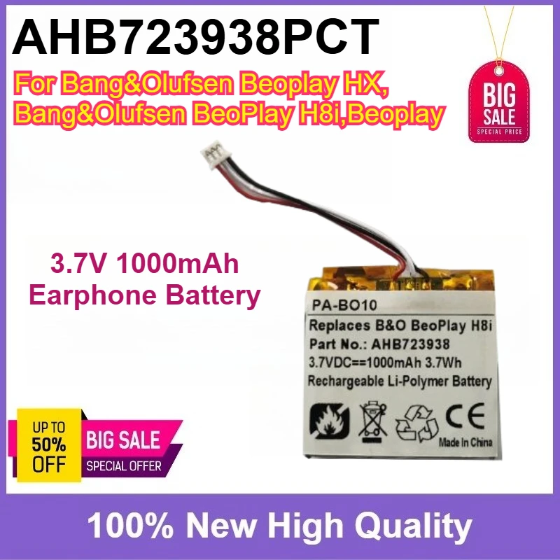 New AHB723938PCT PA-BO10 3.7V 1000mAh Replaceable Earphone Battery For Bang&Olufsen Beoplay HX,Bang&Olufsen BeoPlay H8i,Beoplay