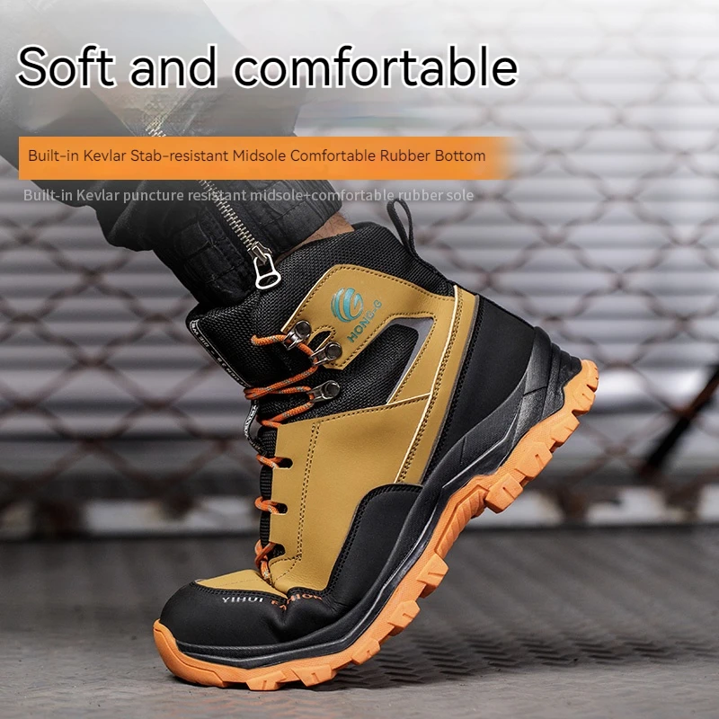 Men Work Boots Waterproof Safety Shoes Security Steel Toe Cap Military Boots Working Steel Toe Anti-Smashing Protective Boots