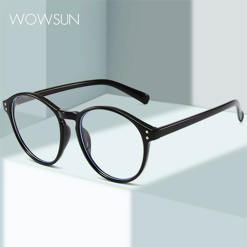 

WOWSUN TR90 Round Anti Blue Light Eyeglass Frame Retro Unisex Eye Protection Computer Glasses for Men and Women W110