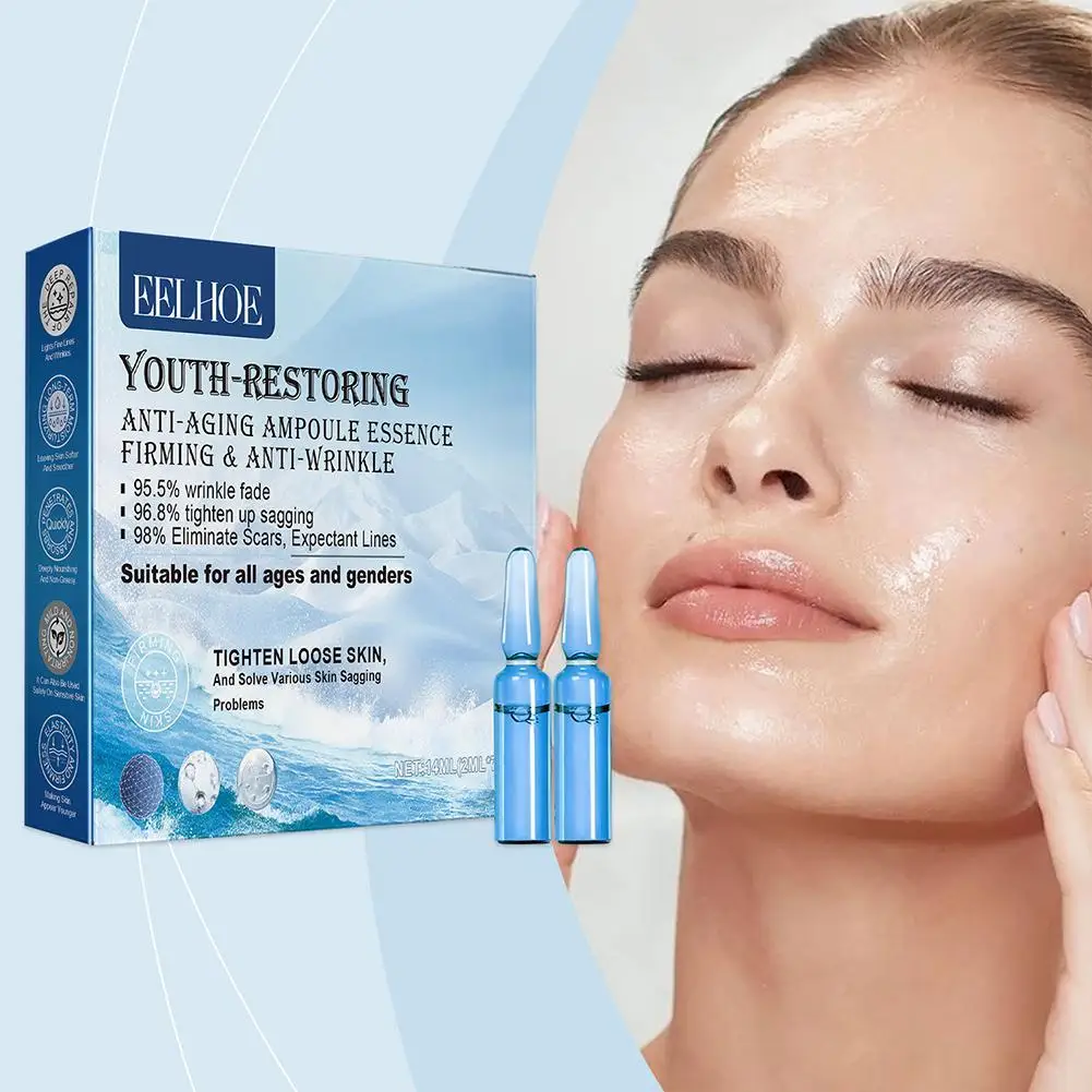 2ml X 7pcs Ampoule Face Serum Anti Oxidant Vitamin C Anti-Wrinkle Moisturizing Smooth Hyaluronic Acid Brighten Skin Tone Care