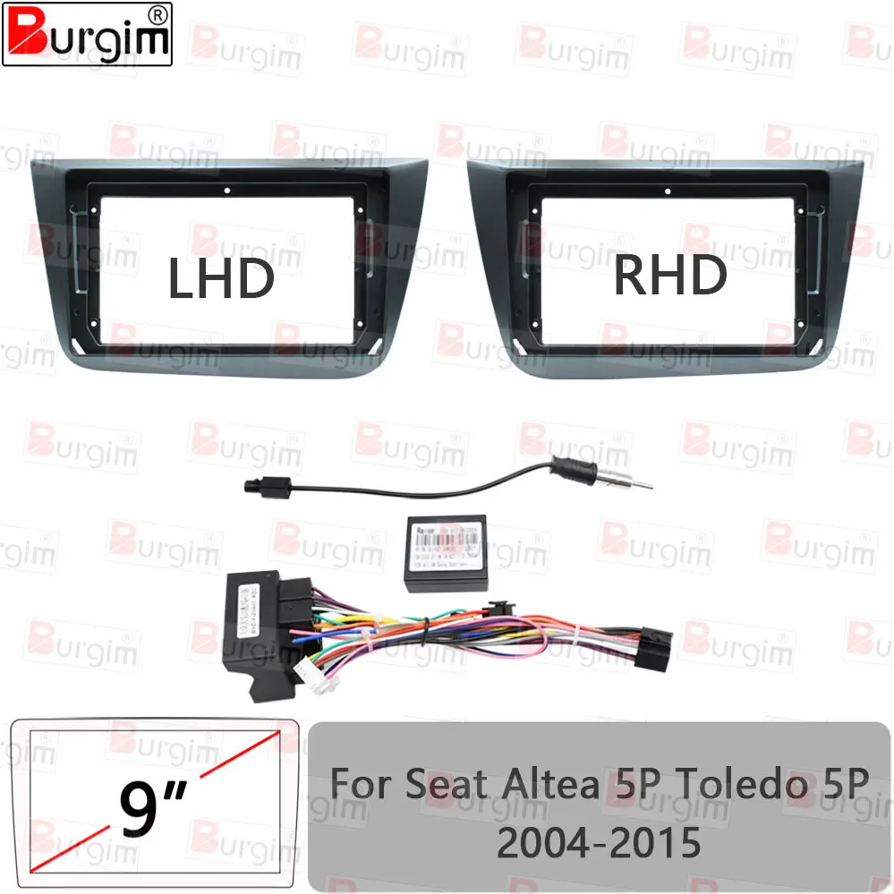 Auto Radio Rahmen Fascias Für Seat Altea Toledo 5P 2004-2015 9 zoll Stereo Panel Kabelbaum Draht netzkabel Kabel Adapter Canbus