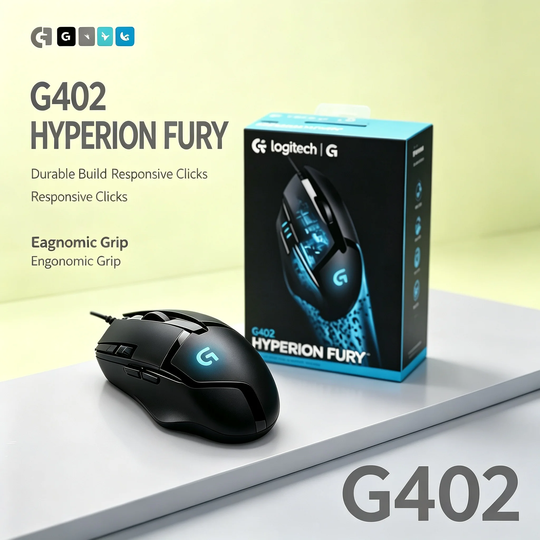 Logitech G402 Hyperion Fury Wired Gaming Mouse RGB Backlight Ergonomic Mice 8 Macro Buttons For PC Gaming