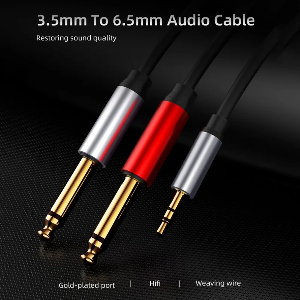 1.8M/6FT 1/8 TRS 3.5mm to Dual 1/4 6.35mm TS Mono Y Splitter Stereo Breakout Audio Cable for PC Phone Amplifier Mixer Speaker