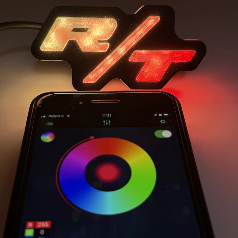 

1Pcs RGB LED Front Grille Emblem Badge Light For RT Model App Controlled Flowing Multi-Color Logo Lamp Car Styling Parts