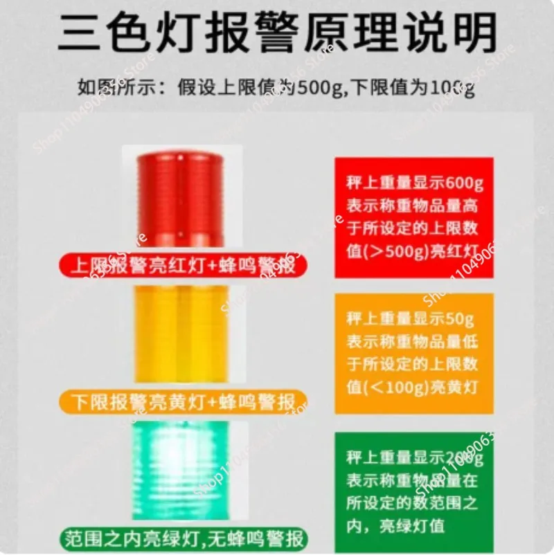 Tri-color Light Electronic Bench Scale, Upper Lower Limit Sound Light Alarm, High Accuracy Counting Weighing Checkweigher