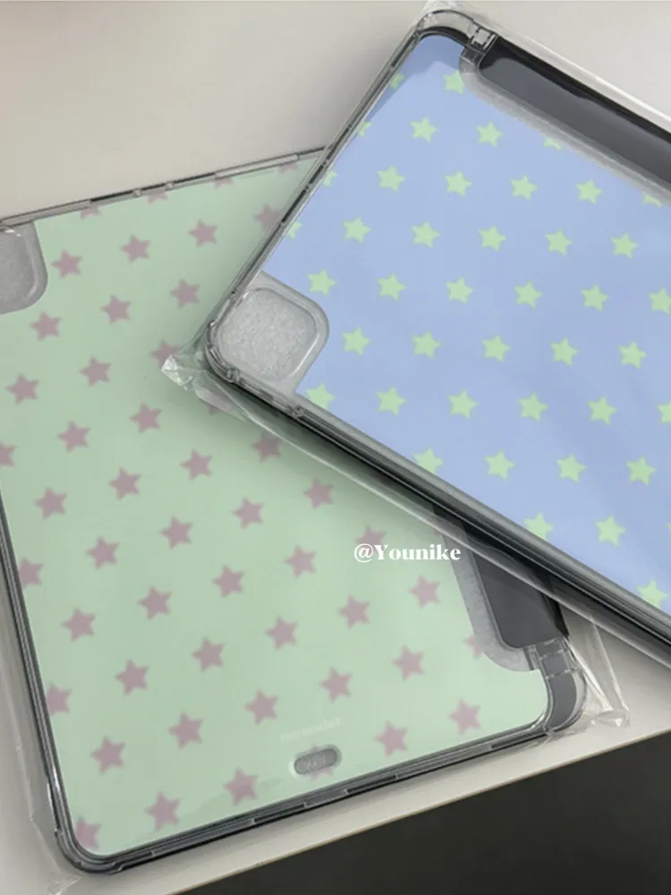 Full Screen Brown PinkStar Y2K Korean ins Tablet Case For iPad A16 iPad 10 9 8 7 Air 6 5 4 3 2 Pro 11 Mini Y-Fold Tri Fold Cover