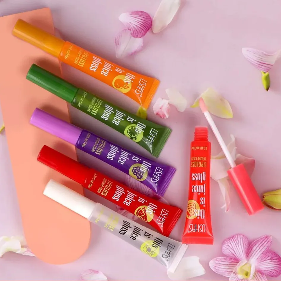 【24pcs Wholesale】Juice Lipgloss 6 Different Fruit Flavored Lip Gloss Moisturizes and Softens Texture Lip Glaze Light Makeup