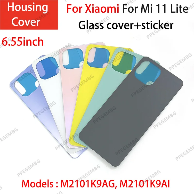 6.55inch For mi11lite Glass For Xiaomi Mi 11 Lite Battery Back Cover Rear Door Lid Panel Chaiss Shell Housing Case Repair Parts