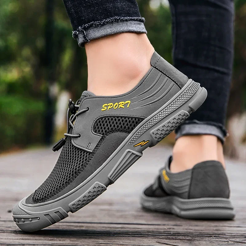 New Men's Casual Shoes Fashion Comfortable Men's Shoes Breathable Mesh Men Sneakers Non-Slip Outdoor Flat Shoes Big Size 38-46