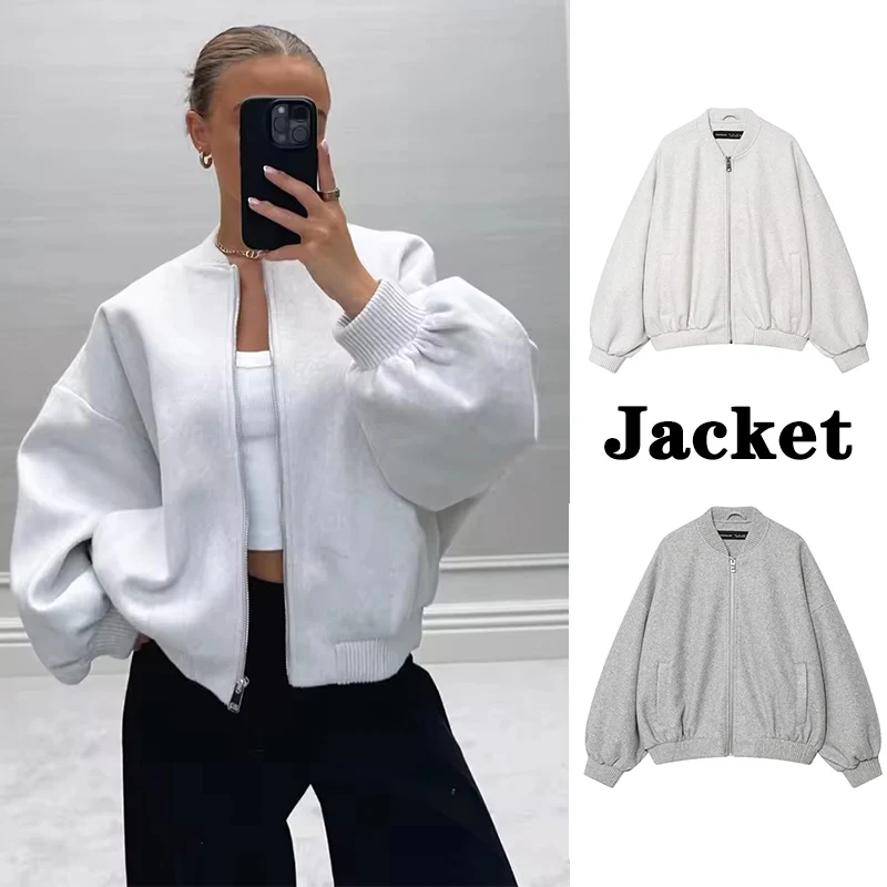 

Women Jacket 2025 Spring Autumn New Fashion O-Neck Long Sleeve Zipper Leisure Jackets Women High Street Outerwears