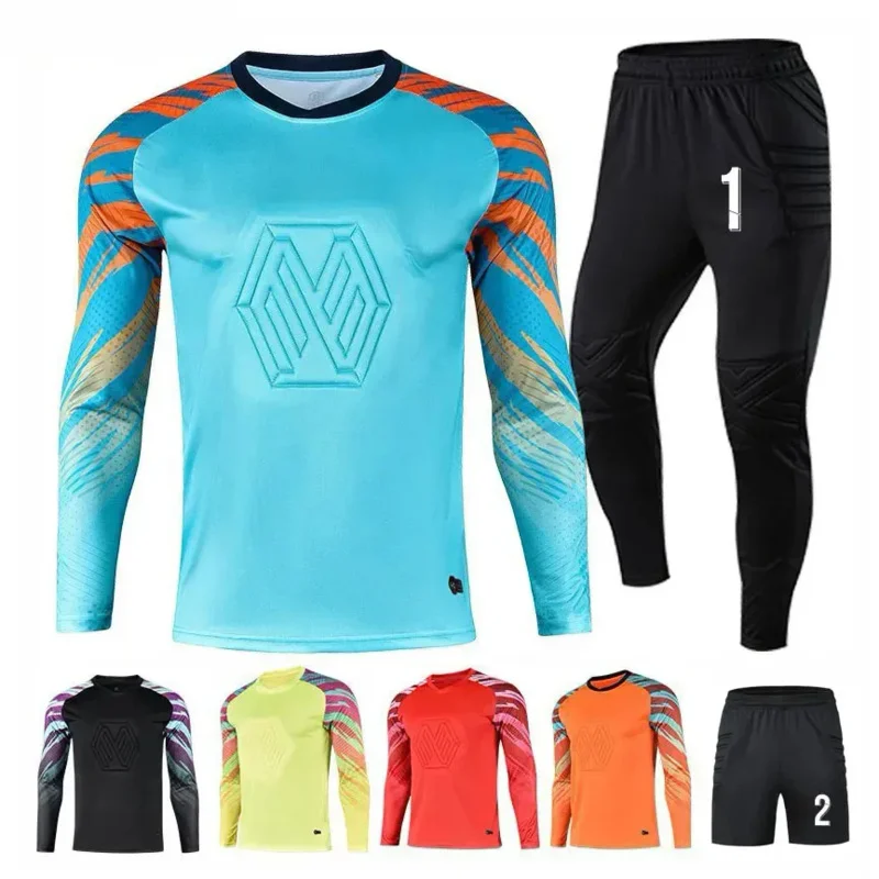 Men Boys Football Jersey Tracksuit Long Sleeve Adult Kids Goalkeeper Suits