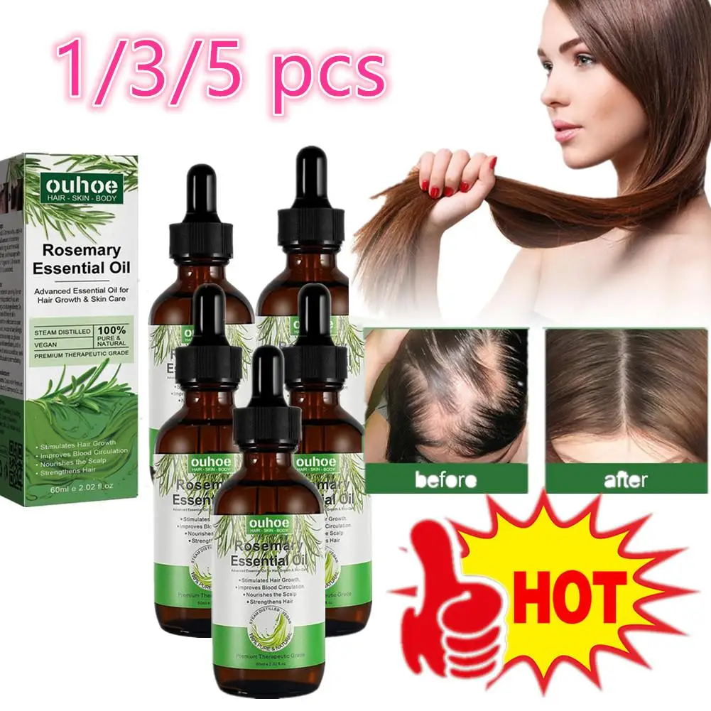 

1/3/5 Pcs Organics Rosemary Mint Scalp & Hair Strengthening Oil Nourish Improve Split Ends Soothe Dry Scalp For All Hair Types