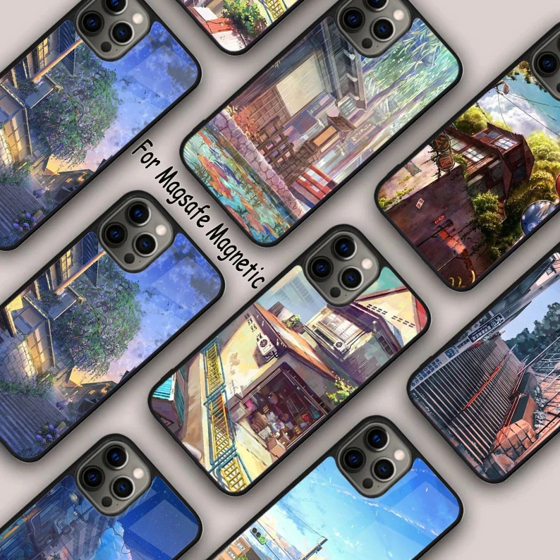 Unique Anime Hand painted House Scenery Magnetic Phone Case For APPLE iPhone 16 14 13 12 11 Pro Max 15 Plus MagSafe Cover