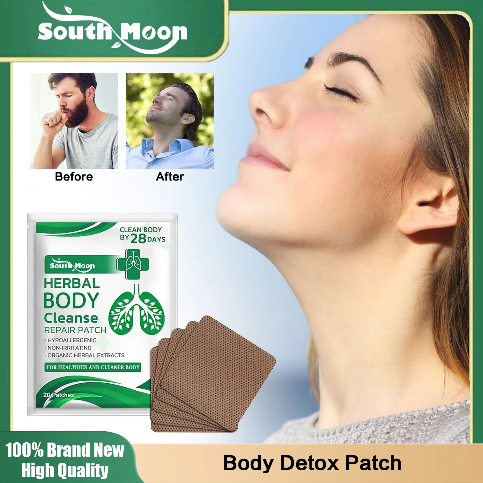 Body Detox Patch Stop Coughing Treatment Excessive Phlegm Throat Dryness Itching Asthma Relief Herbal Lung Protect Sticker 20pcs