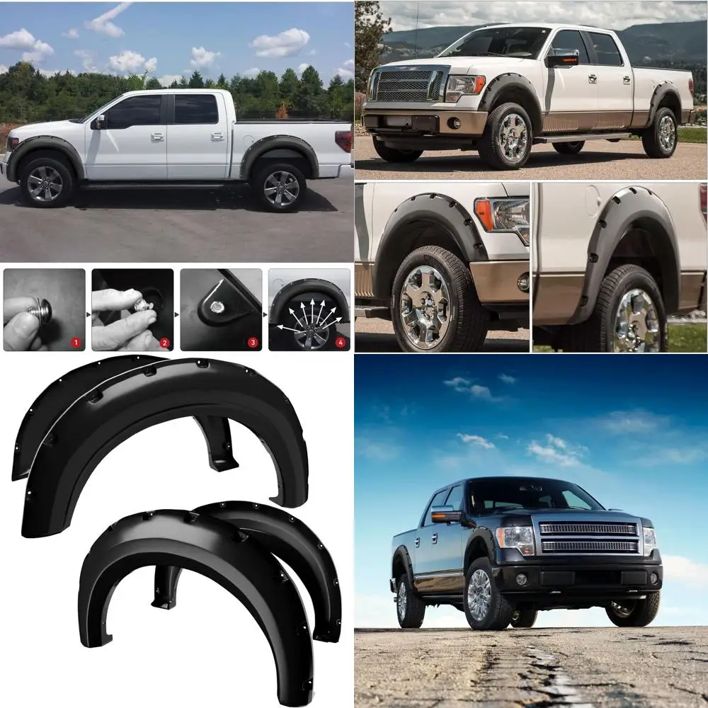 

Замена расширителей крыльев для Ford F-150 F150 2009-2014, комплект передних и задних крыльев, гладкая черная отделка, карманная заклепка (не Fi