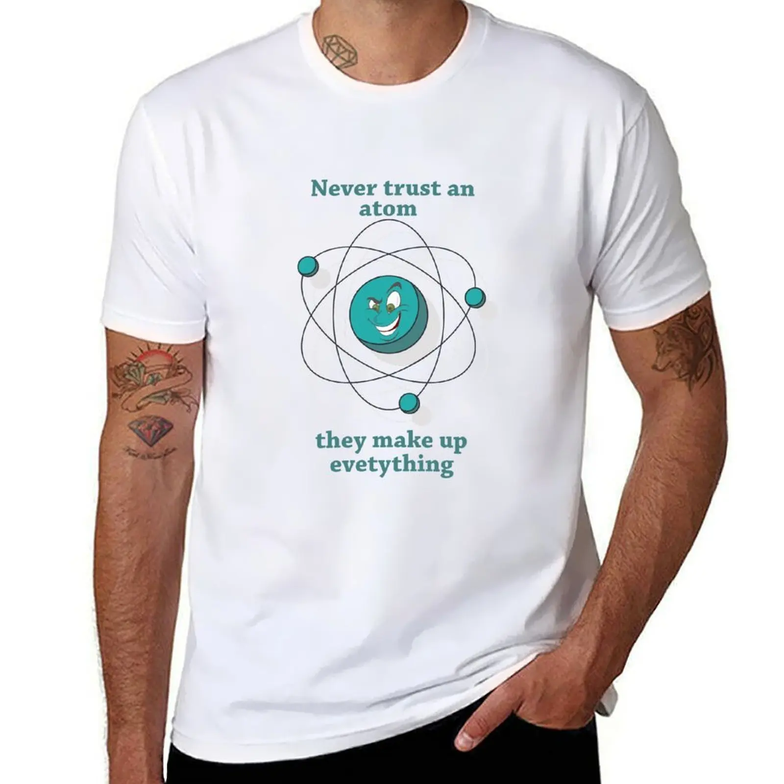 

Science Tshirt Funny Chemistry an Never Trust Atom T-Shirt Large Size Soft Cotton T-Shirt