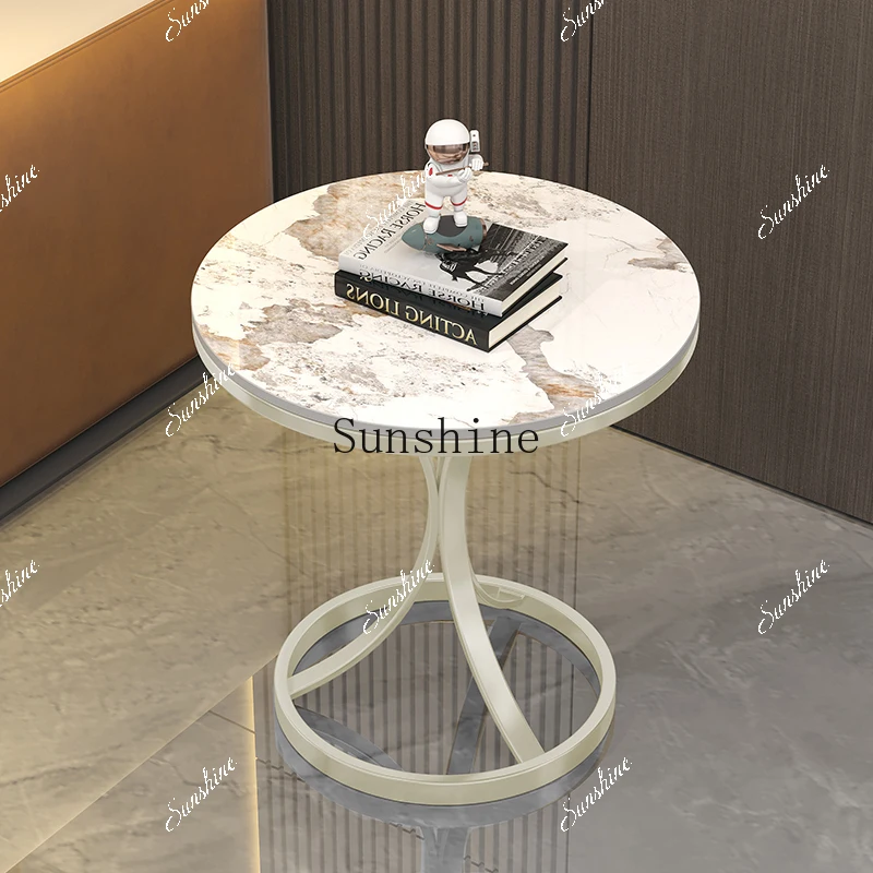 

Light luxury rock slab sofa side few small coffee table marble simple movable balcony small circle