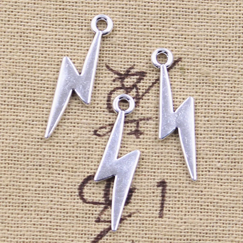 20pcs Charms Lightning Flash 28x7mm Antique Silver Color Pendants Making DIY Handmade Tibetan Finding Jewelry