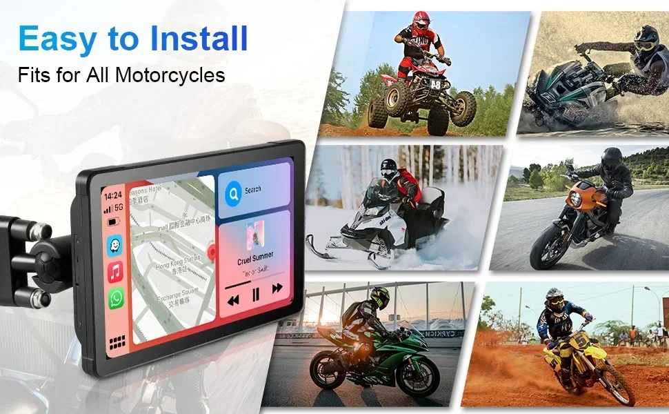 5/7 zoll Tragbare Carplay Motorrad DVR GPS Navigation IPX7 Wasserdichte IPS Display Für Drahtlose CarPlay Android Auto – Detail 15