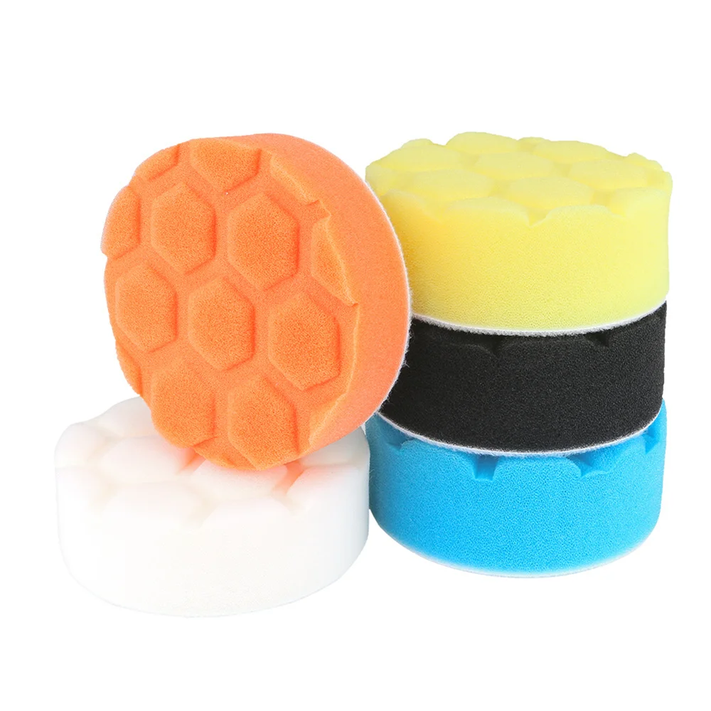 5Pcs Car Polishing Sponge Pads Kit Foam Pad Buffer Polishing Machine Wax Pads for Auto Motorcycle motor vehicle Removes Scratche