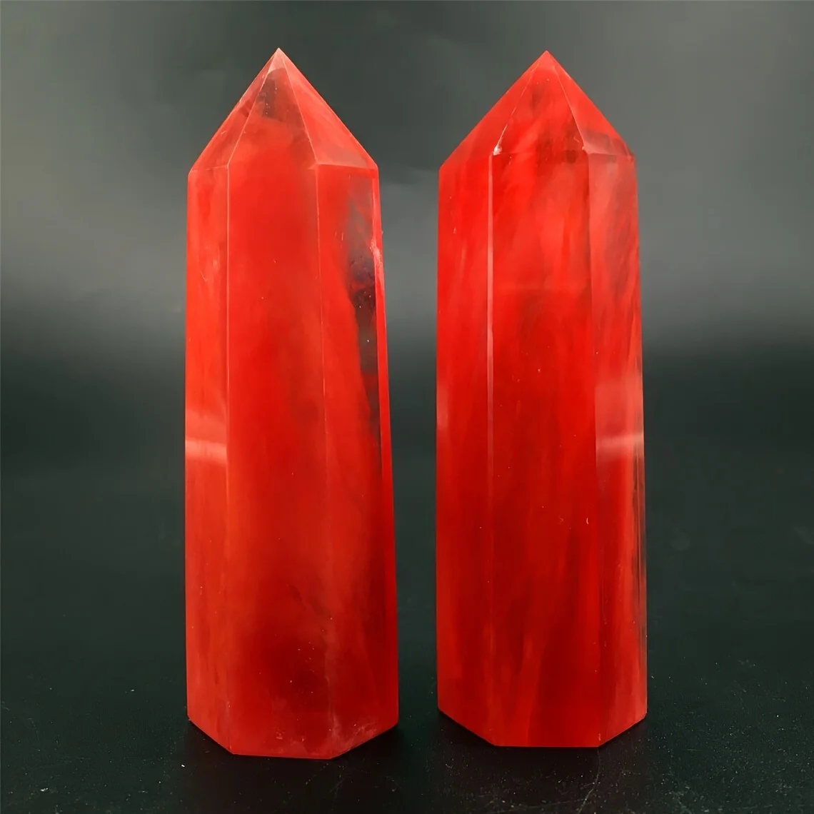 Red Smelt Quartz Tower For Home Office Garden Tank Decoration Gift Halloween Christmas Polished Crystal Fengshui