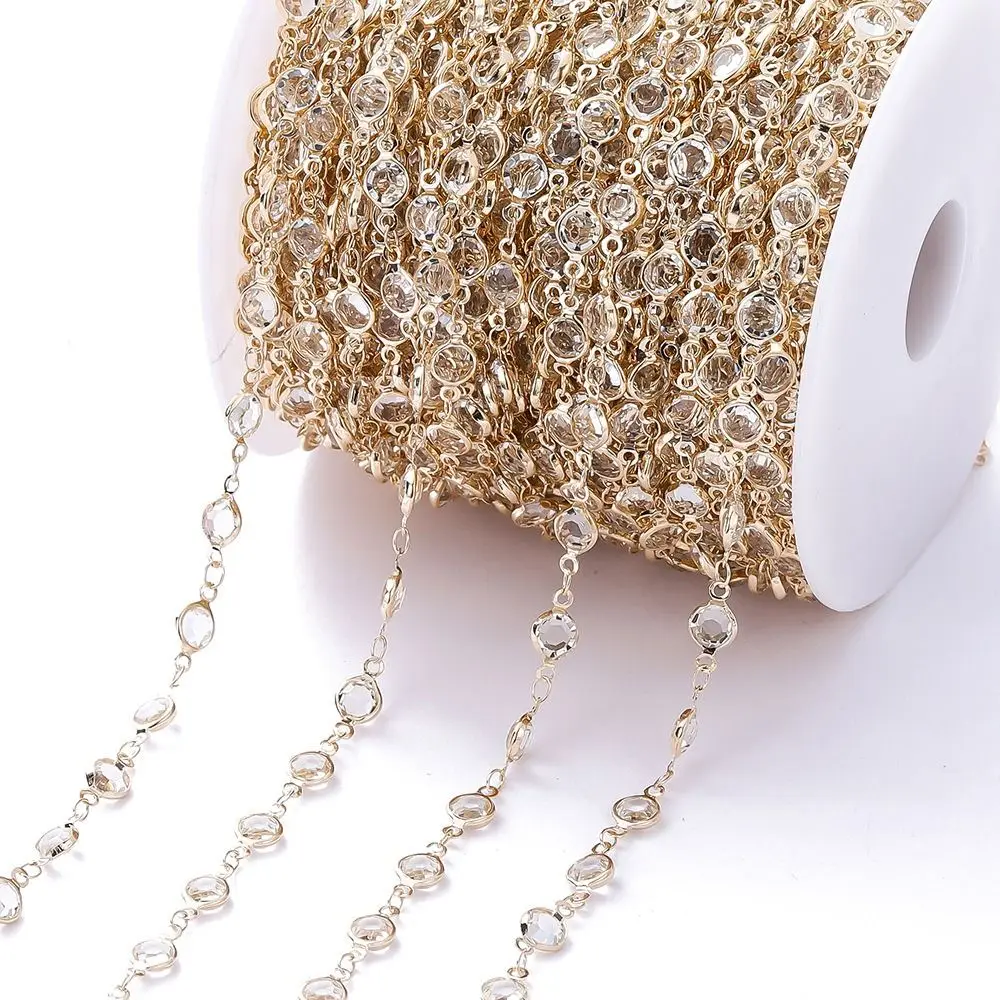 1Meter Shiny Crystal Beads Chains Zircon DIY Necklace Chain Necklace Jewelry Crafts Beaded Making