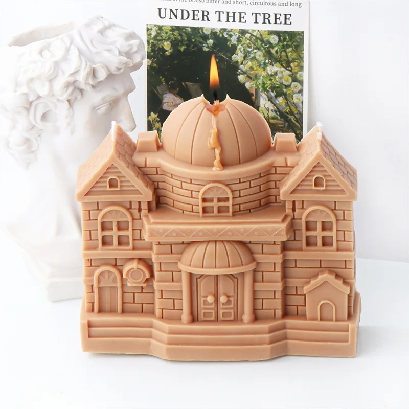 15cm European style castle candle silicone mold house building cake chocolate silicone mold soap mold castle resin gypsum mold