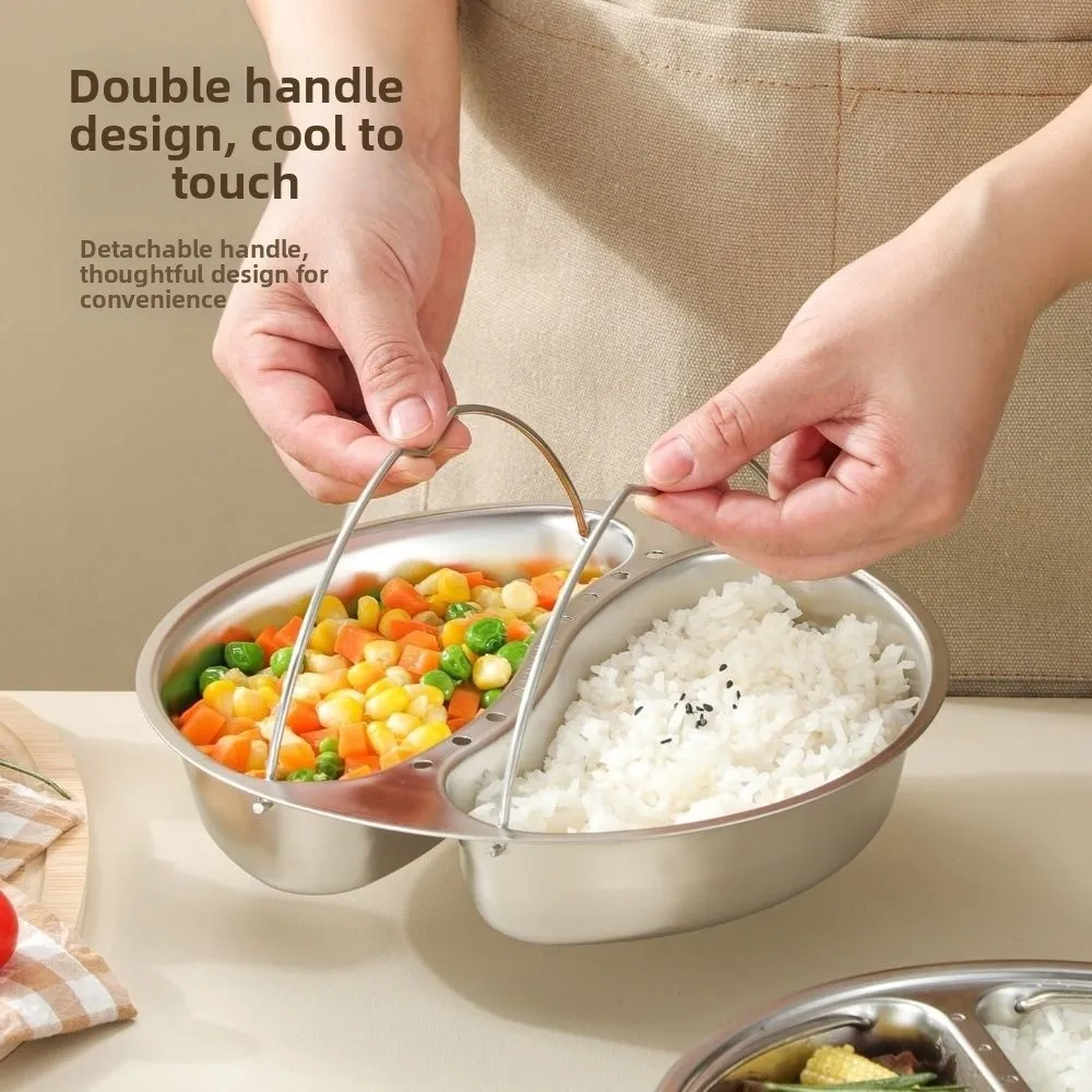 Anti-Scald Divided Food Steamer Tray 2/3/4 Grids Efficient Steamers Insert Food Pan Heat-resistant Multifunctional