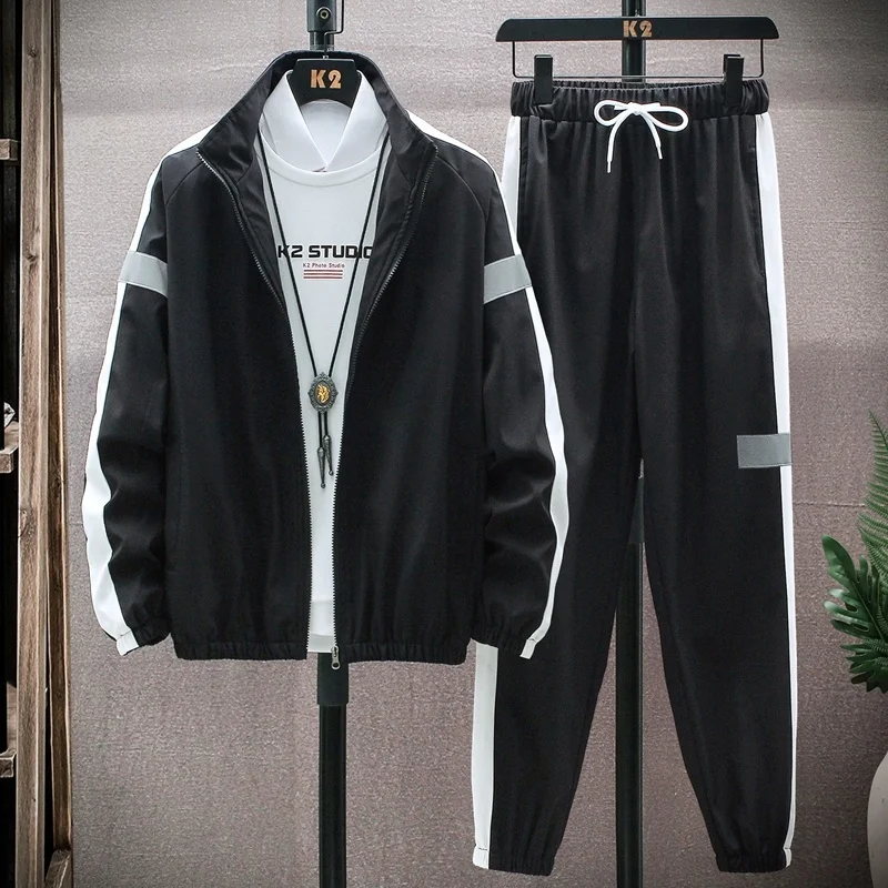 

Men Jacket Tracksuit Casual Sports Suit Men's Fashion Spring 2022 New Two Pieces Set Mens Sportswear Plus Size Pants