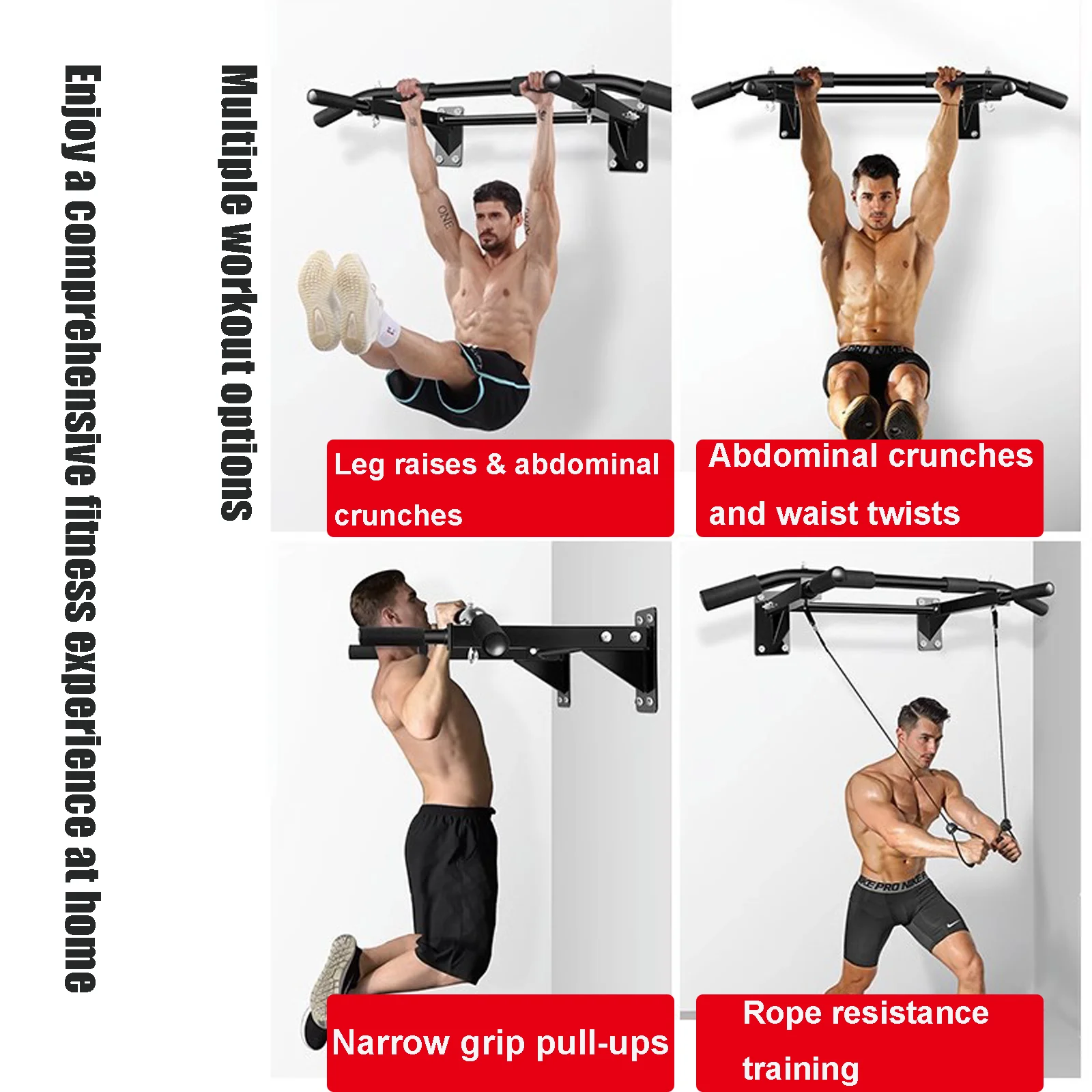 قضيب سحب ما يصل مثبت على الحائط، قضيب رفع للذقن عالي التحمل في صالة الألعاب الرياضية واللياقة البدنية في المنزل، 600 رطل، قضيب متعدد الاستخدام مع حامل ومسامير