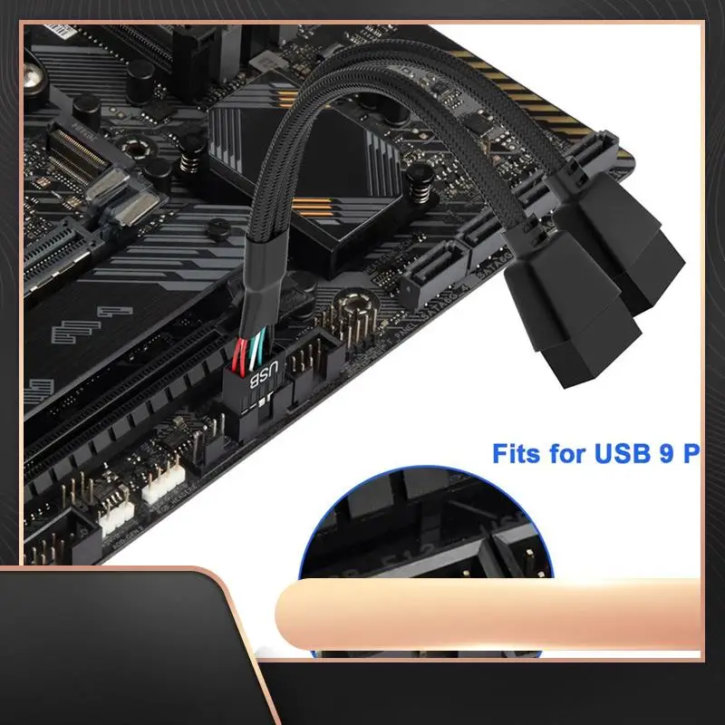 

2Pcs Computer Motherboard USB 2.0 9 Pin To Dual 9 Pin Extension Cable Y Splitter Audio HD Extension Cable
