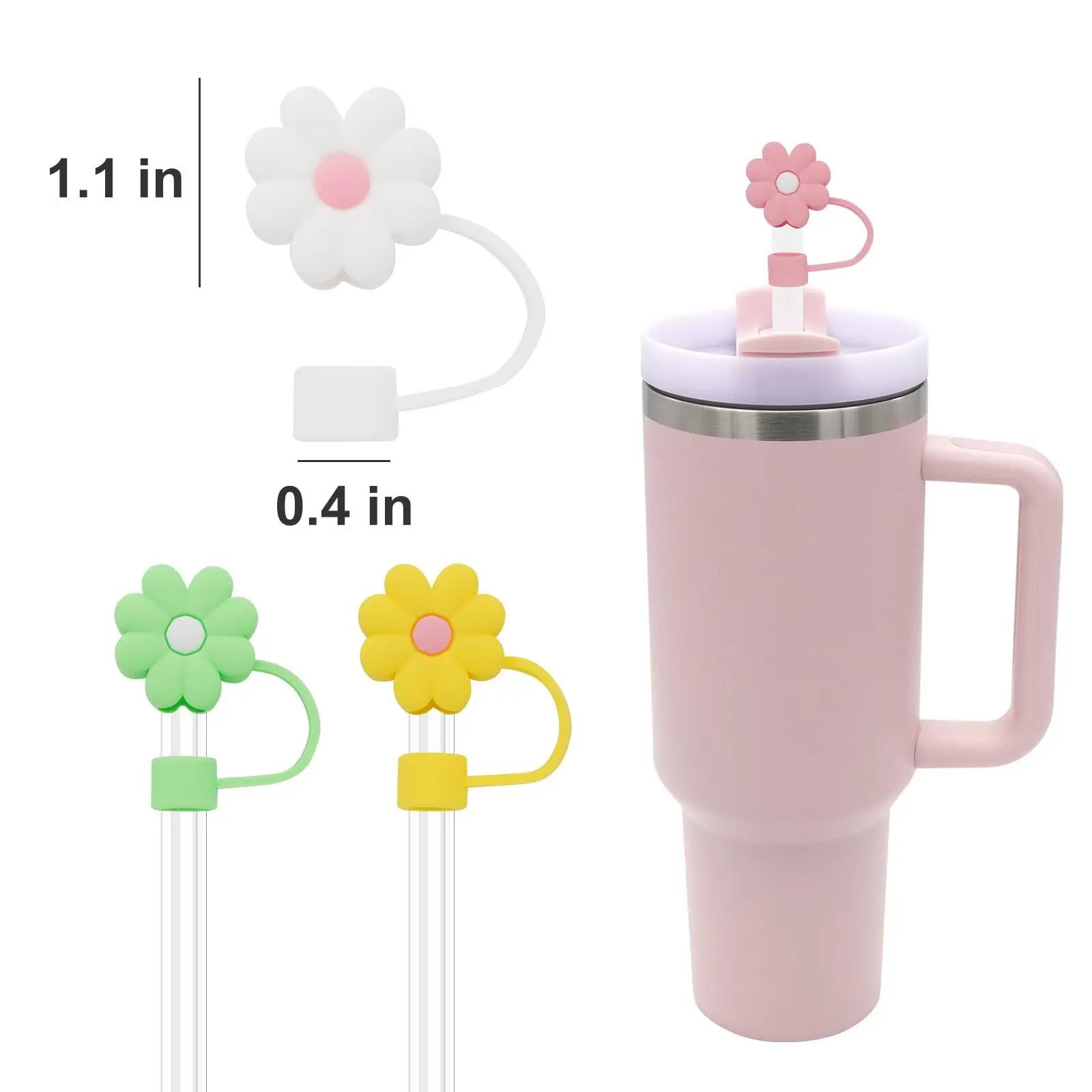 Flower Straw Covers Toppers for Cups 30&40 Oz Tumbler Accessories Dust Cap Straw Tips Cover Reusable Cup Accessories