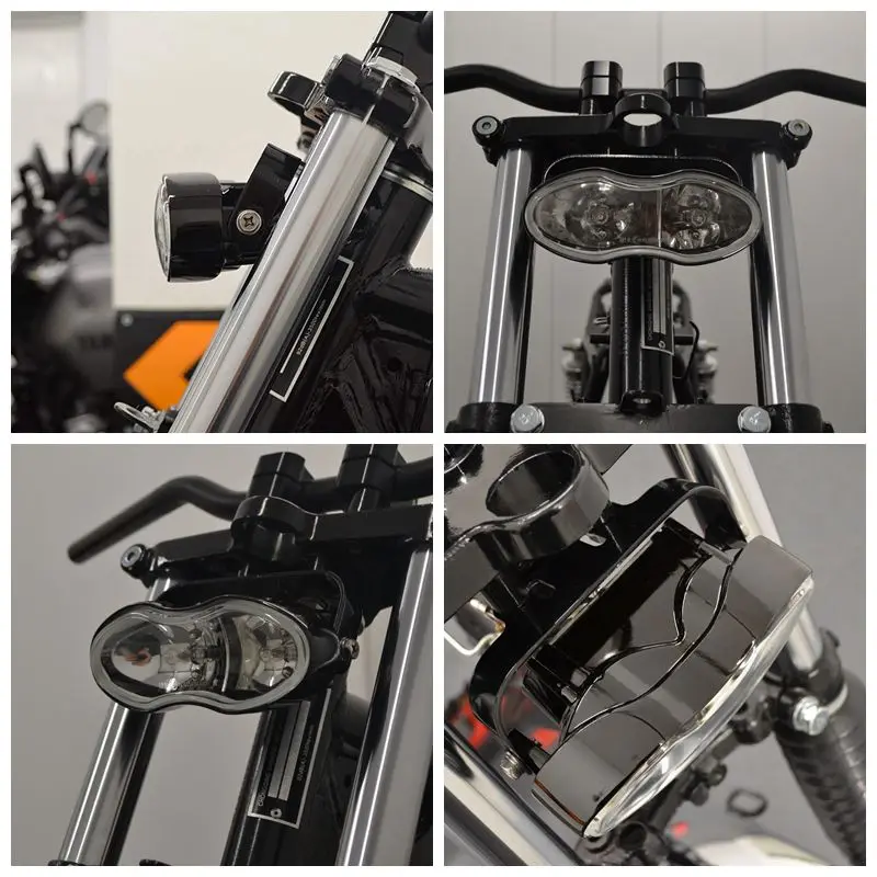 Universal Motorcycle For Harley Honda Yamaha Suzuki Bobber Chopper Cafe Racer Custom Oval Twin Headlights Wave Headlamp Bulbs